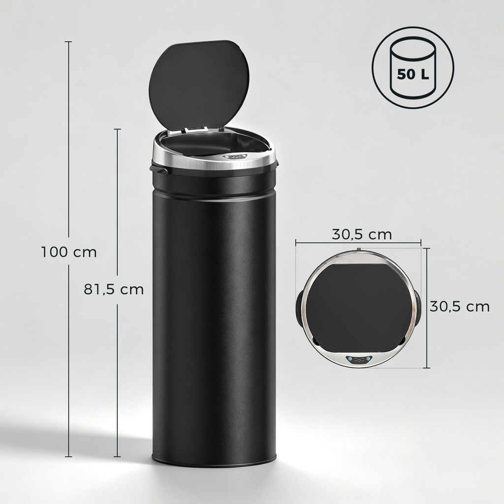 HOMCOM Sensor Mülleimer 50L, Elektrisch Automatischer