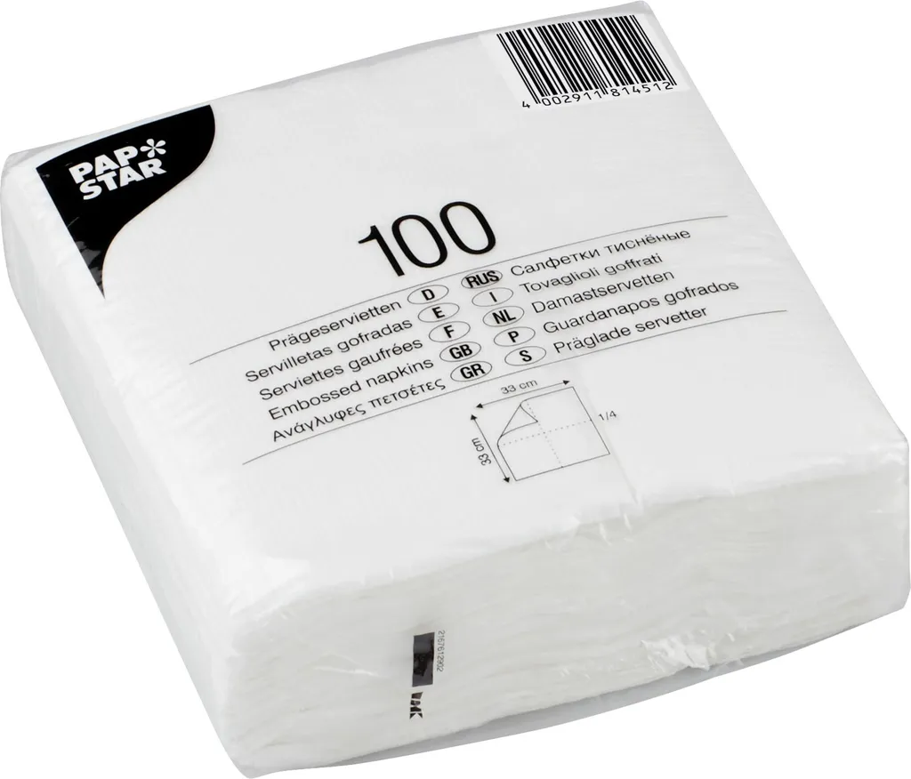 Serviettes Papier pour Restauration Rapide et Snack - Blanches 33cm - 3