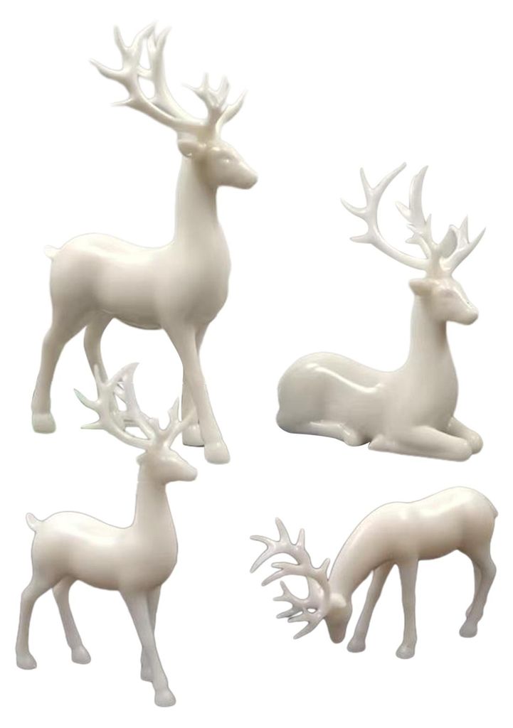 2/4 Stück Weihnachts-Rentierfiguren, stehend/sitzend, Elch-Silhouette, Hirschskulptur, Dekoration für Zuhause, Büro oder Schreibtisch