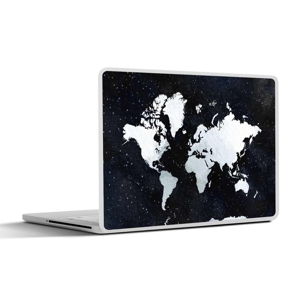 MuchoWow Laptop Aufkleber Sticker Cover Weltkarte - Aquarell - Sternenhimmel 40x30 cm - Laptop Dekoration - Selbstklebend
