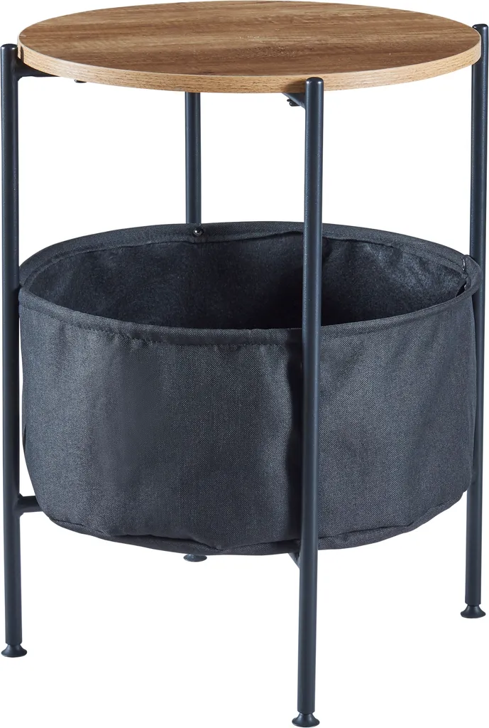 Table d'appoint anti-désordre avec panier de rangement intégré noir 59cm