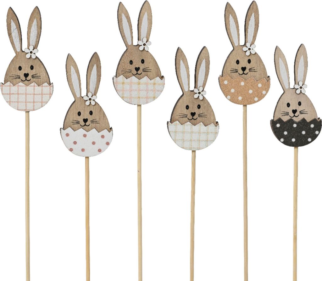 Osterstecker Osterhase im Ei am Stab 29,5cm Holz 1 Stück Produktbild 