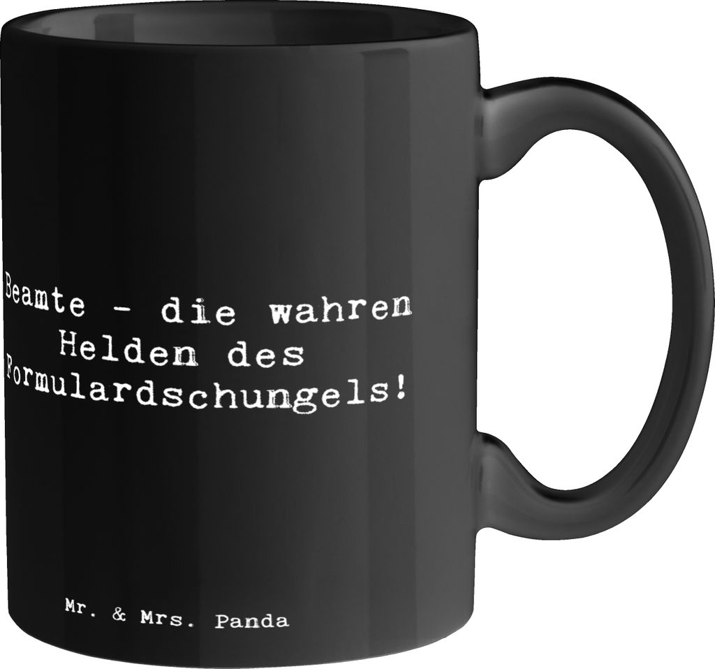 Mr. & Mrs. Panda Tasse Spruch Beamtin Heldin - Schwarz - Geschenk, Kaffeetasse, haferl, Geschenkidee, Geschenke mit Herz, Beamte, für Berufstätig...