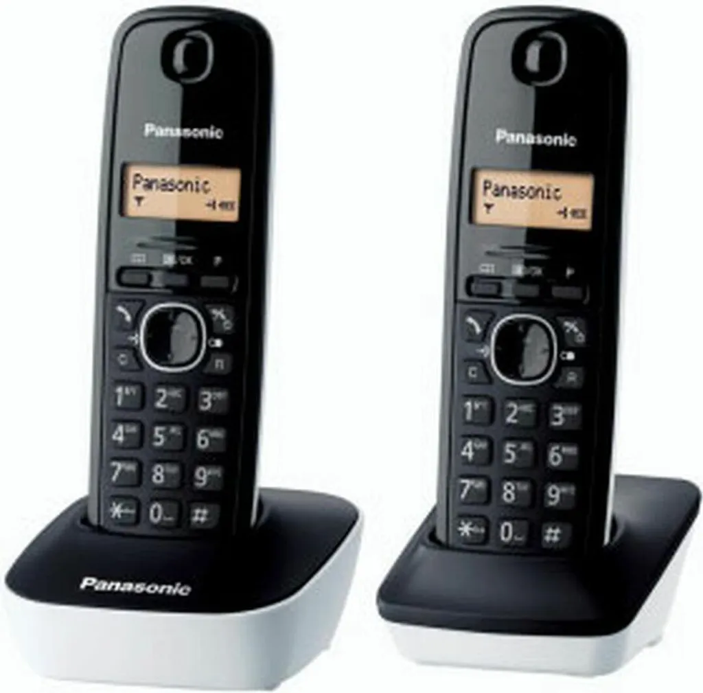 Téléphone Fixe DECT Panasonic KX-TG1612 sans fil Duo Noir et Blanc