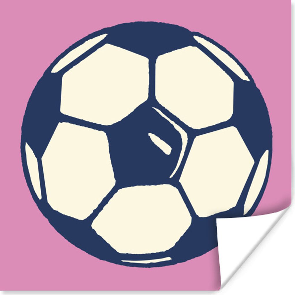 MuchoWow Poster Eine Illustration von einem Fußball auf einem rosa Hintergrund - Jungen - Mädchen - Kinder 30x30 cm - Wandposter - Printing