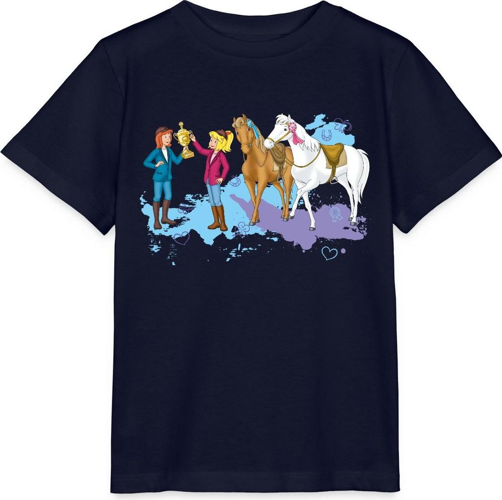 Spreadshirt Bibi Und Tina Pokal Siegerschleifen Kinder Basic T-Shirt, 110/116 (5-6 Jahre), Navy