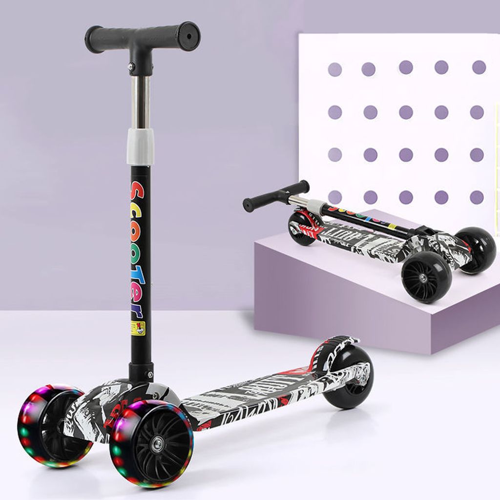 Kinderroller Kickscooter Dreiradscooter Leuchträder Höheverstellbar 3 LED Rädern 