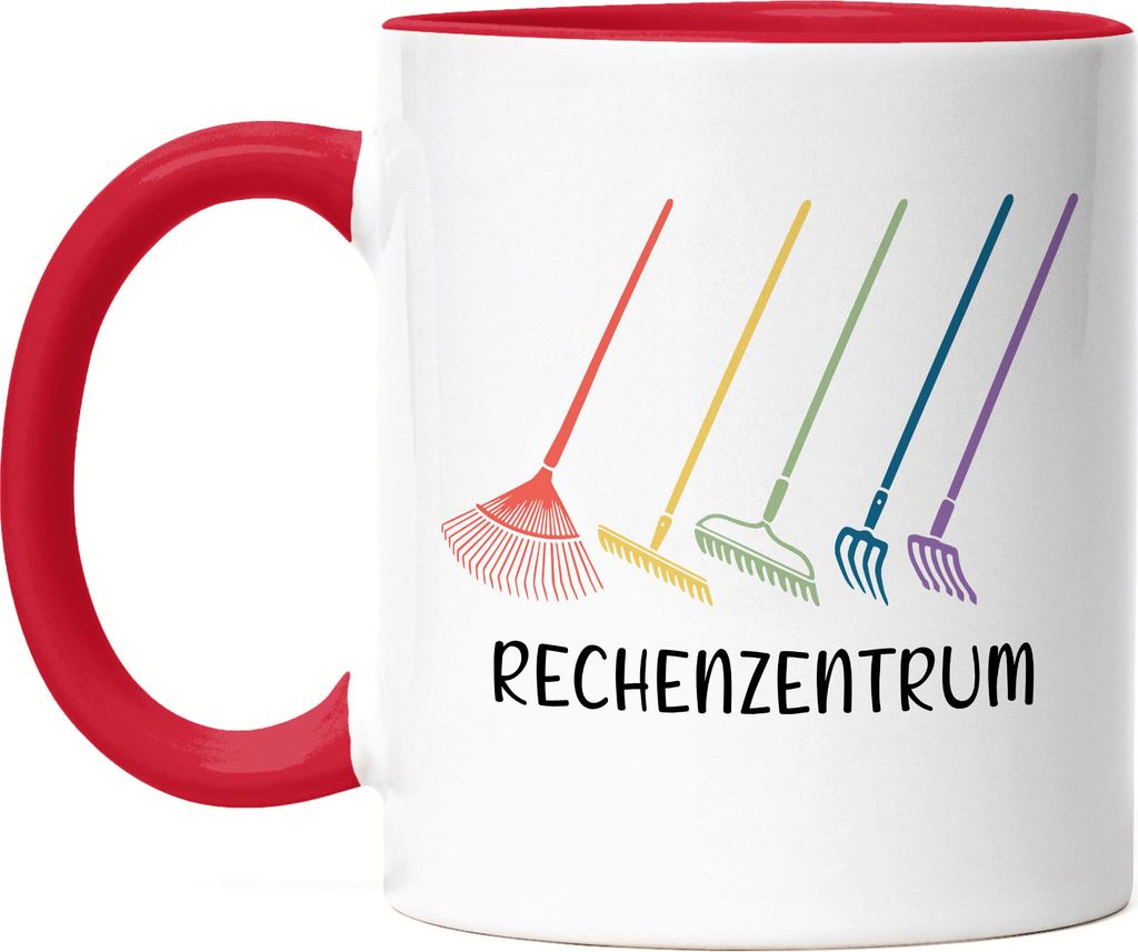 Rechenzentrum Tasse Rot Hobby-Gärtner Pflanzen Garten Blumen Geschenkidee Besen Rechen
