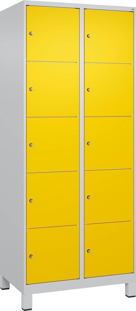 C+P Fächerschrank "Classic Plus", 5 Fächer übereinander, Abteilbreite 40 cm, mit Füßen, Verkehrsgelb (RAL 1023), 195x80x50 cm/ 10 Fächer