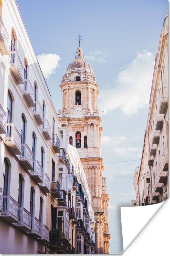 MuchoWow Poster Malaga - Spanien - Blau 120x180 cm - Kunstposter
