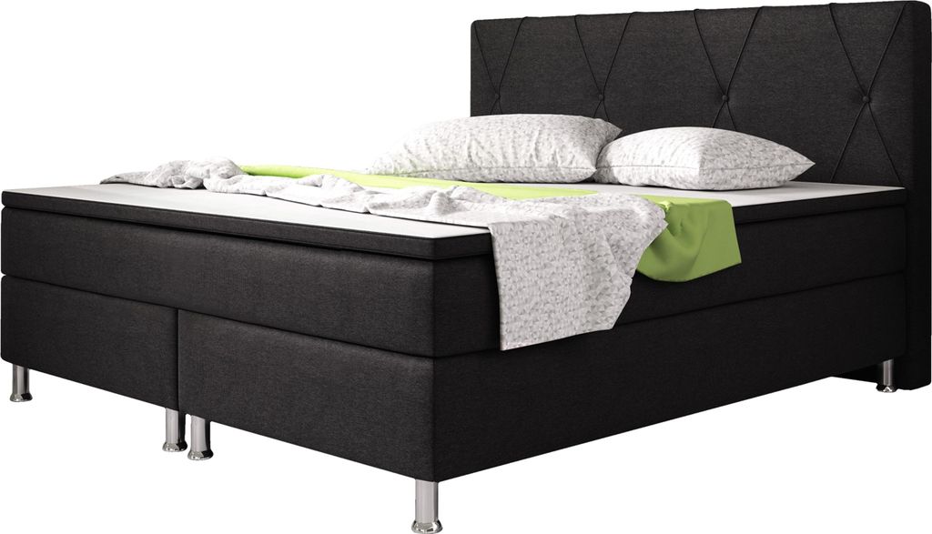 Boxspringbett B1 180x200 cm Webstoff Schwarz Produktbild 
