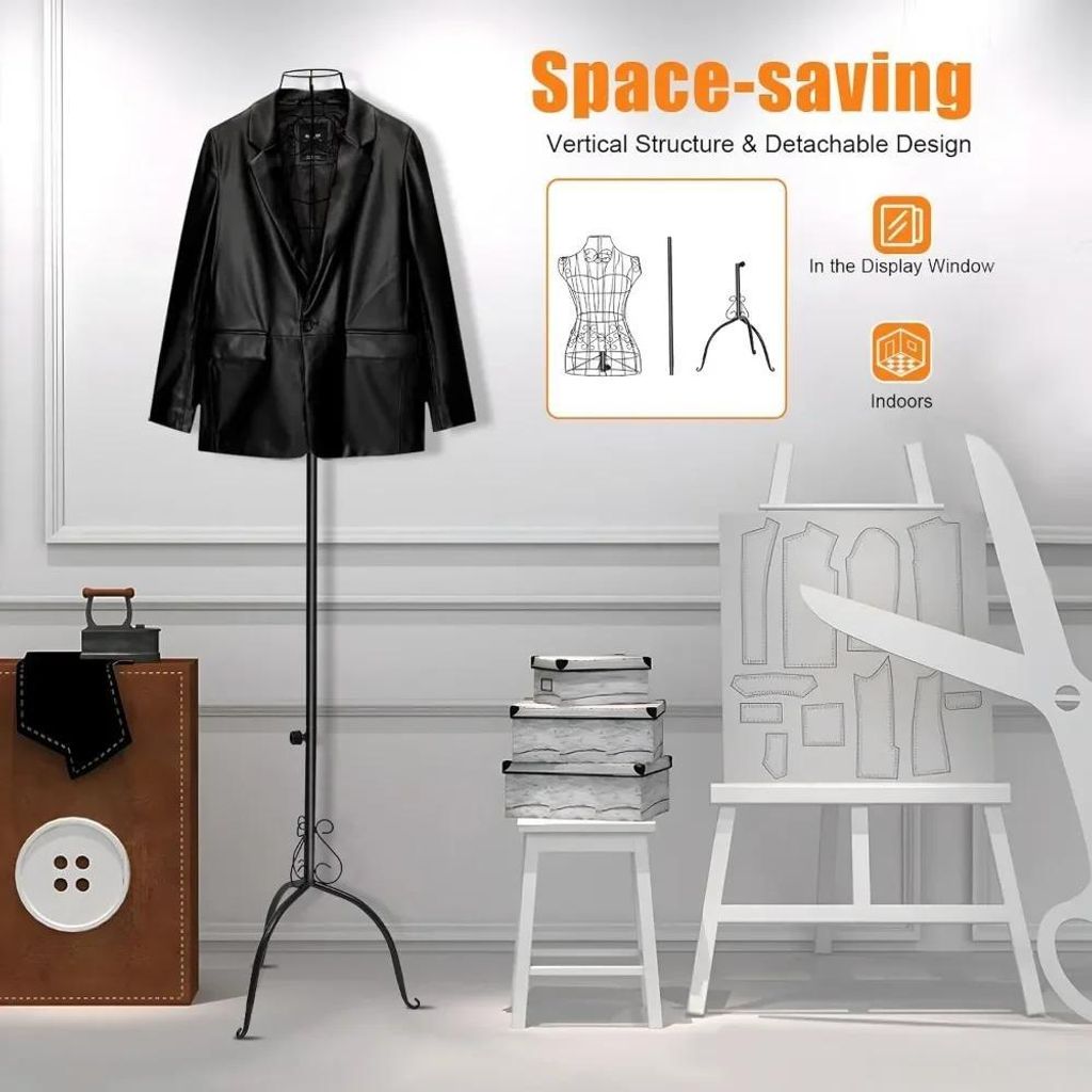 Metall-Schneiderpuppe, Vintage Damen-Mannequin für Bekleidungsgeschäfte & Schneiderei/Messestände, höhenverstellbar 140–160 cm