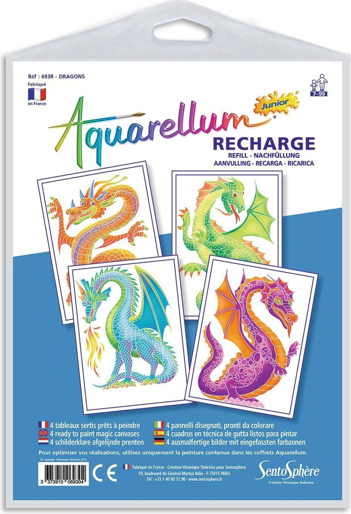 Sentosphère Aquarell Nachfüllpackung Drachen Malplatten 18x25 cm Fantasy