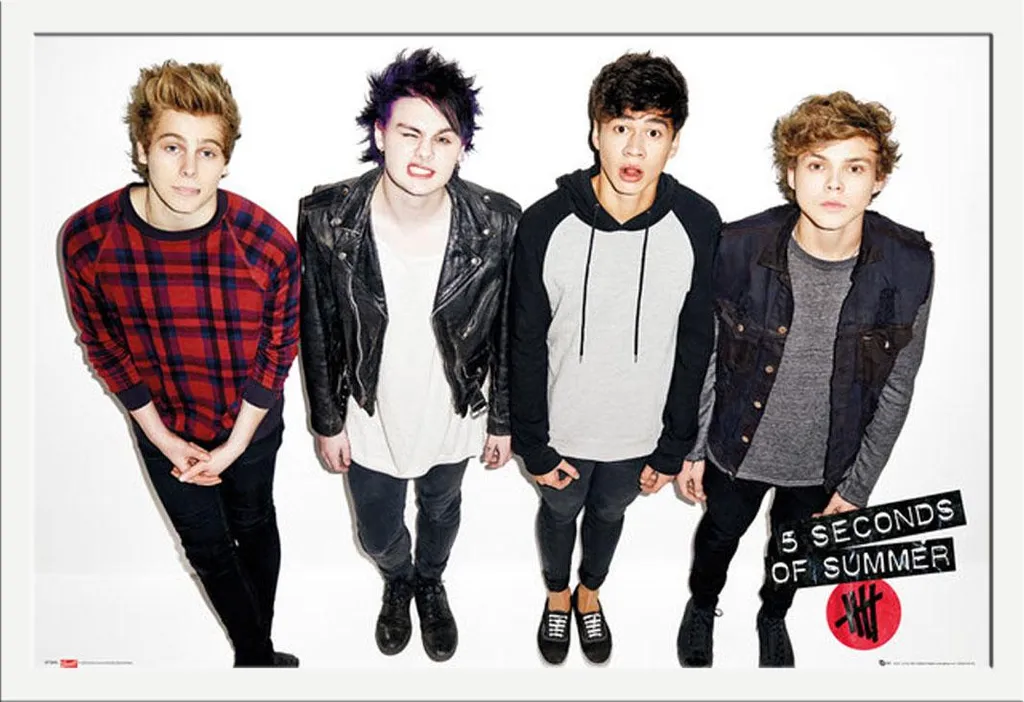 Poster 5 Seconds of Summer avec cadre Maxi MDF blanc Shinsuke