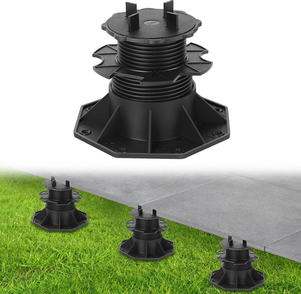 Bettizia 100 Stück Stelzlager 65-140mm Terrassenlager mit Fugenkreuz Stellfuß Höhenverstellbar Plattenlager für Steinplatten, Keramik-, Beton-