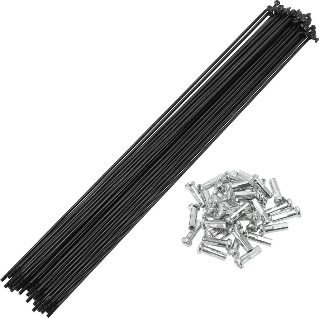 Universelle Fahrradspeichen Fahrradrad Speichen 14G 243mm Länge Kohlenstoffstahl Schwarz 1 Satz
