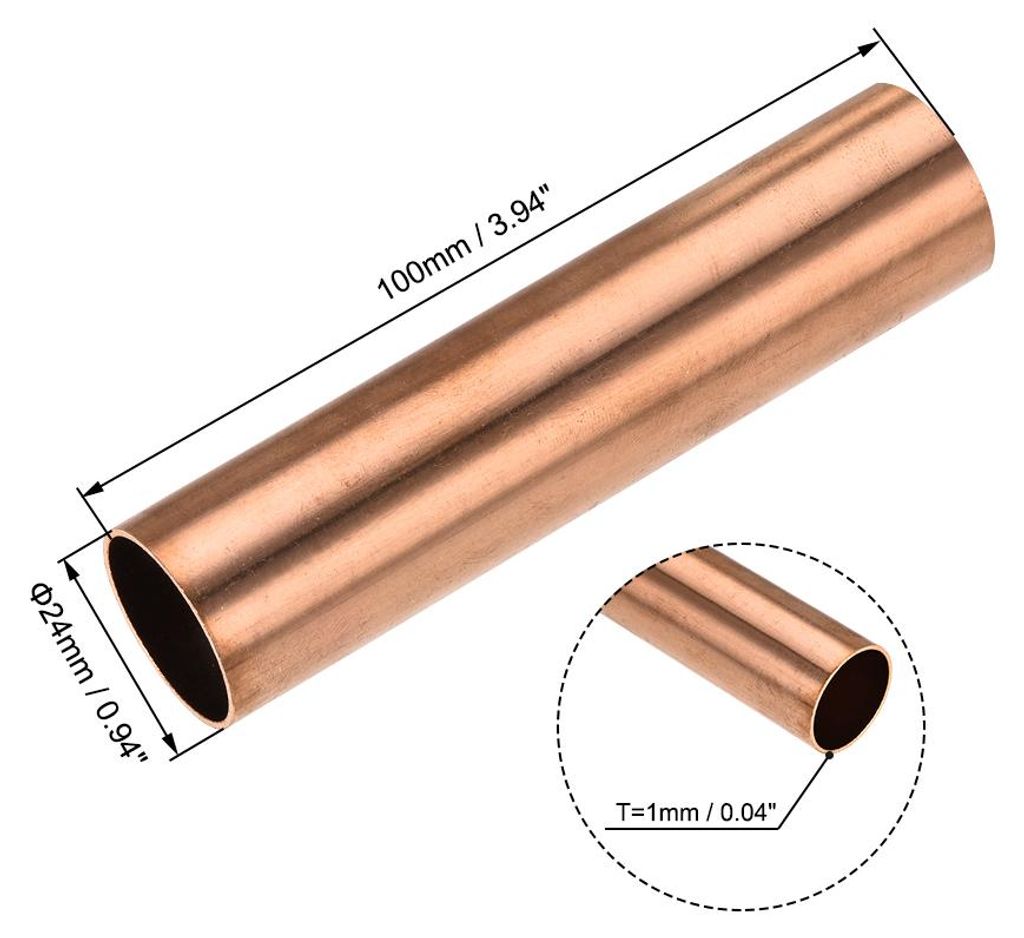 2 Stš¹ck 100mm L?nge Kupferrohr 24mm Au?endurchmesser, Nahtlose Gerades Rohr 1mm Wandst?rke, Kupfer Rundrohr fš¹r Industrie Bauwesen Garten Hau...