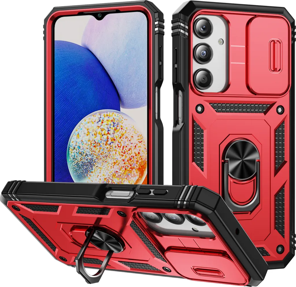 Custodia Samsung A16 5G con Porta Carte e Supporto Magnetico Rosso