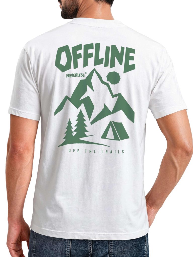 Herren T-Shirt Backprint - Berge Aventure Design - Baumwollshirt Männer Fashion Streetstyle Slim Fit Neverless