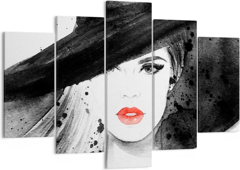 Bild auf Leinwand - Leinwandbild - Frau Gesicht Lippen - 150x100cm - Wand Bild - Wanddeko - Leinwanddruck - Bilder - Kunstdruck - Wanddekoration - ...