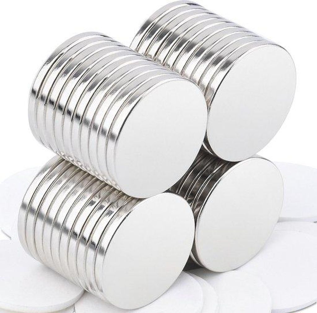 Neodymium-Magnete 40 Stück 20x2mm stark - Extra starke runde Magnete für Kühlschrank, Magnetbrett, Whiteboard, Basteln, Büro