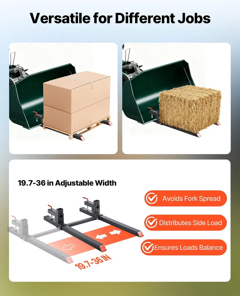 Fourches à palettes 907 kg pour chargeur frontal de tracteur - Noir