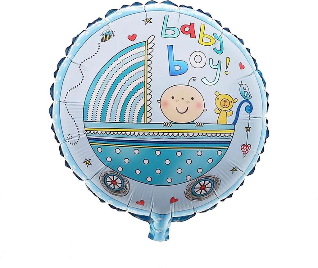 Folienballon Baby Boy, rund - Cartone animato, ca. 45 cm Immagine del prodotto 