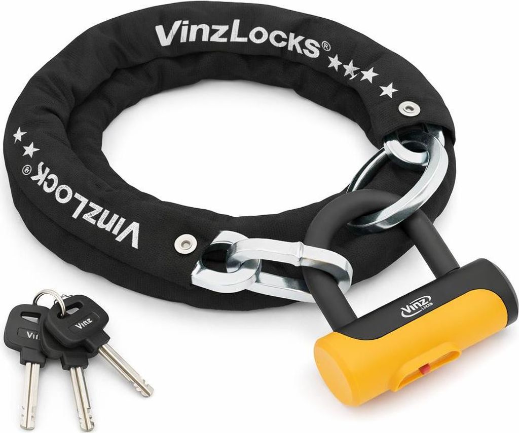 VINZ Tibba Kettenschloss ø8,3mm | ART 2 Zertifikat | Schloss für Fahrrad, E-Bike & hochwertiges Fahrrad & Fatbike | sicheres Fahrradschloss, durc...