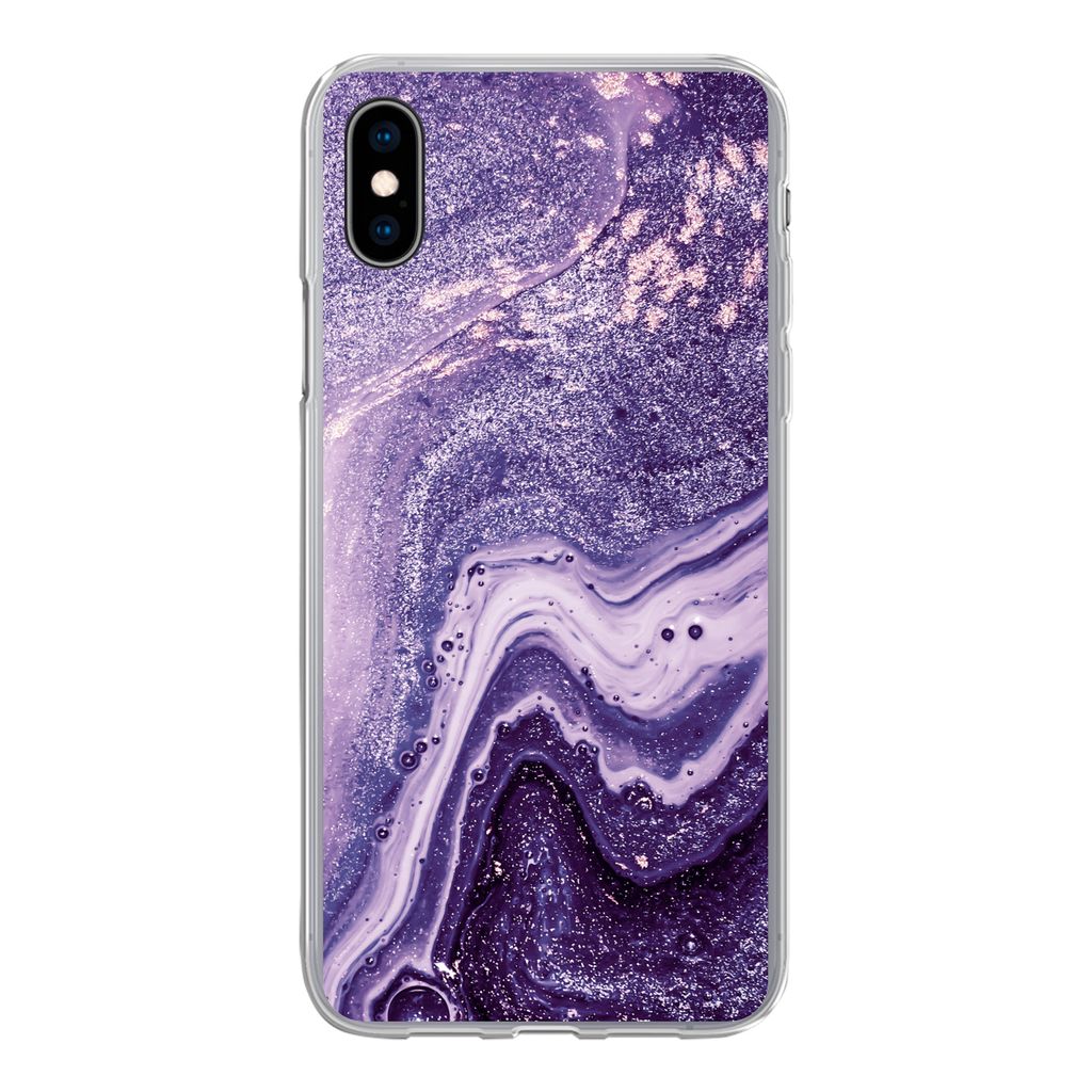 MuchoWow Handyhülle Schutzhülle Hülle für iPhone Xs Naturstein - Glitzer - Luxus Silikon Softcase Handy Hülle - Handytasche