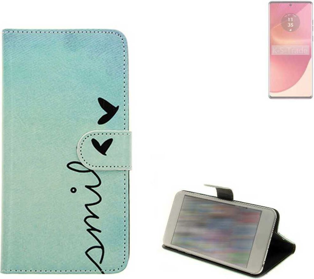 K-S-Trade Schutz Hülle Handy Hülle kompatibel mit Motorola Edge 50 Fusion Global Hülle Handyhülle cover bookstyle Etui Handyhülle “smile“