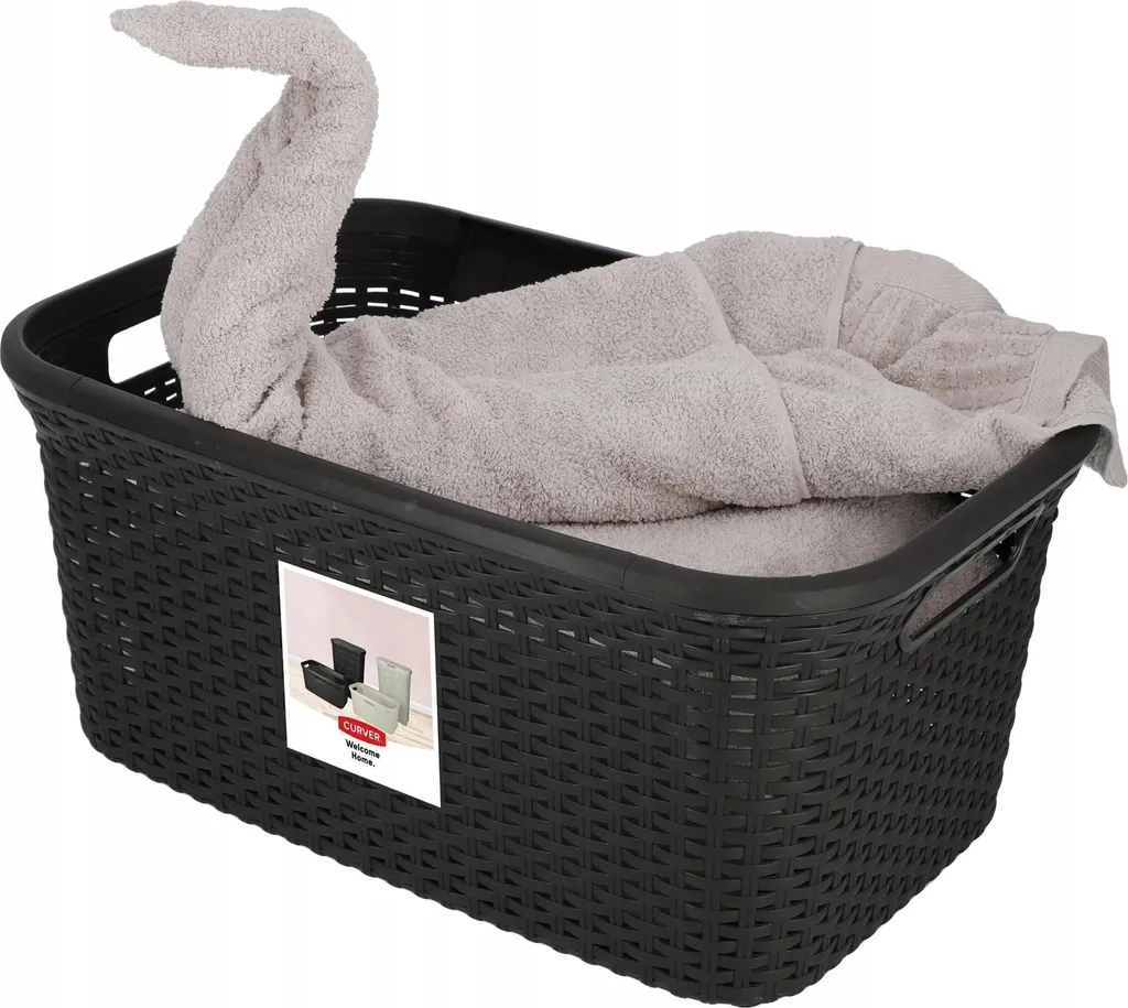 Panier à linge robuste en PP Marron 45L - Collecteur avec poignées Pro