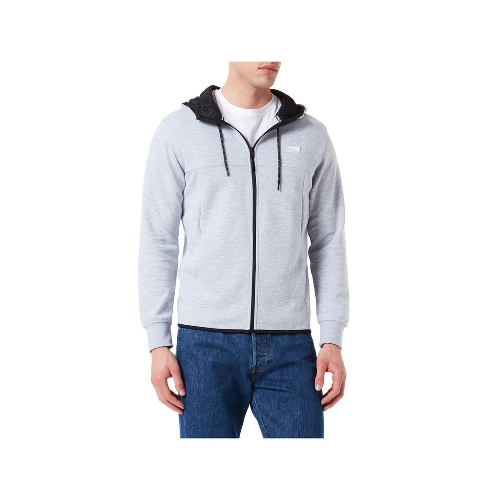 JACK & JONES Air sweat zip hood regular fit, heren sweatvest katoenmengsel met capuchon, lichtgrijs melange
