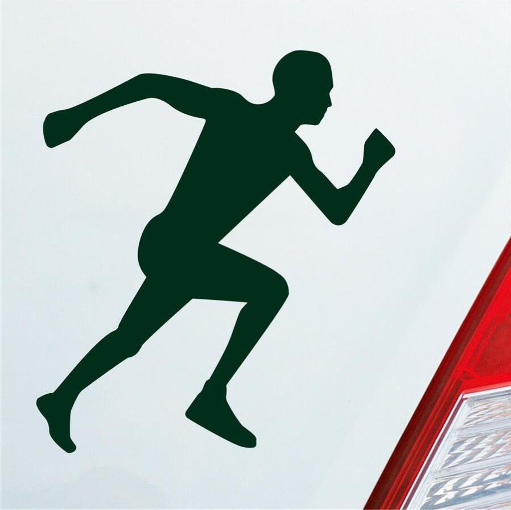 Auto Aufkleber Läufer Marathon Sprinten Jogger Run Laufen 10x9 cm Dunkelgrün Sticker Heckscheibenaufkleber
