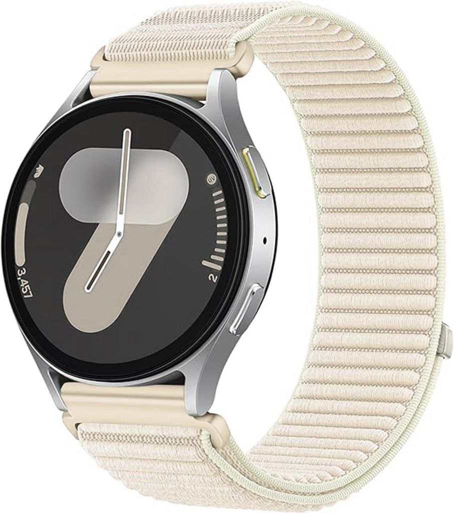 Stravo Nylon Klettverschluss Ersatzarmband 20mm Sport Atmungsaktiv Geflochten für Galaxy Watch 7/6/5/4 , Garmin Vivoactive , Huawei - Starlight