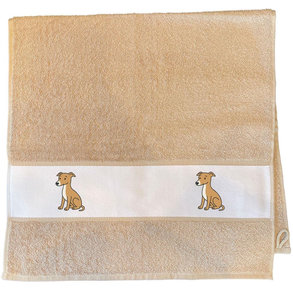 Huuraa Handtuch Whippet Comic Whippi 50x100cm Sand Baumwolle Handtuch Geschenkidee