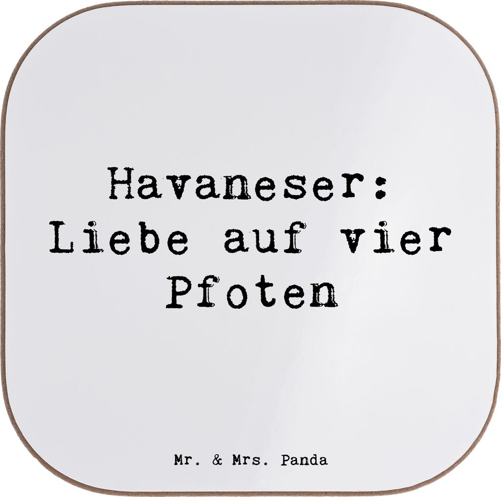 Mr. & Mrs. Panda Holzuntersetzer Spruch Havaneser Liebe - Weiß - Geschenk, Hunderassen Vielfalt, Untersetzer für Gläser, Hunde, Lebensfreude, Ti...