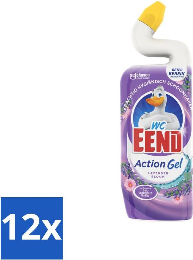 WC Ente - Aktionsgel Lavendelblüte - Toilettenreiniger - Frisch & Kraftvoll - 750 ml - Vorteilspack - 12 Stücke
