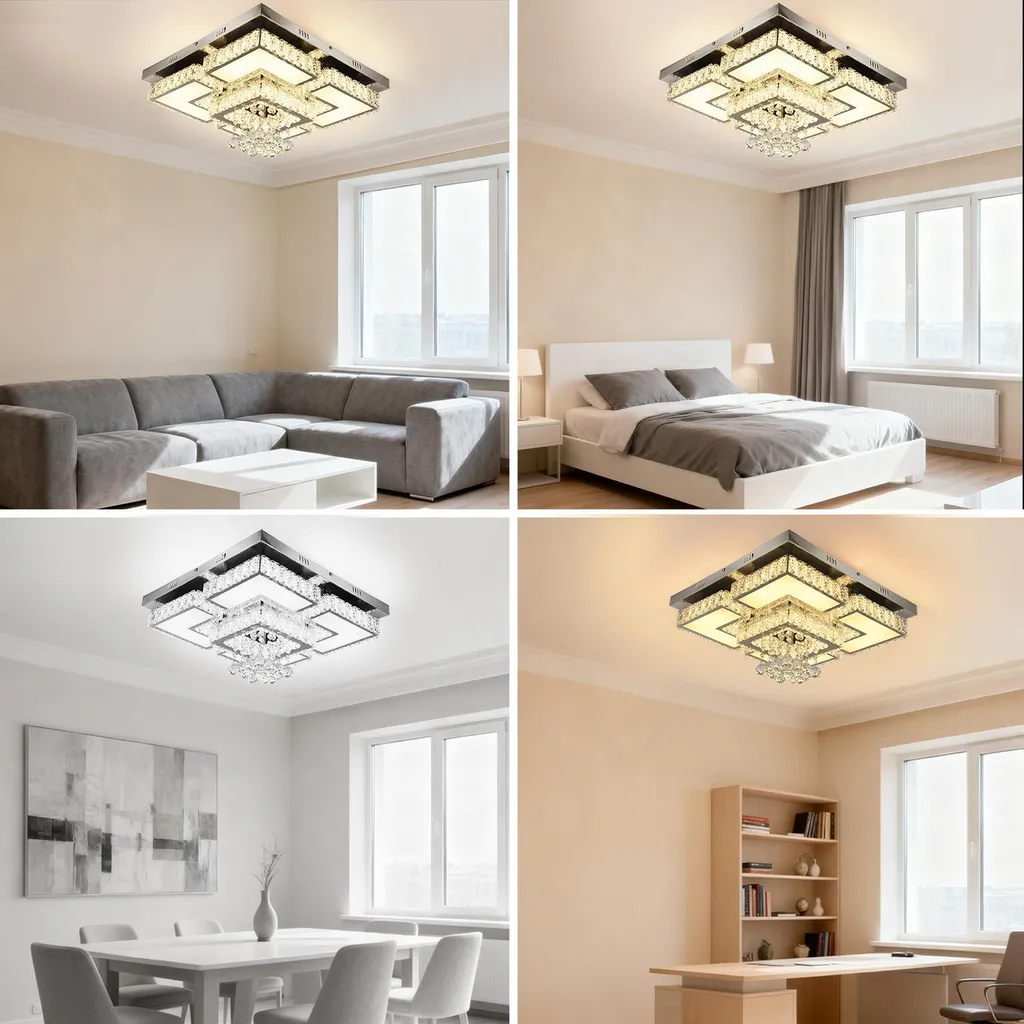 Plafonnier LED carré blanc 50x50 cm avec télécommande réglable