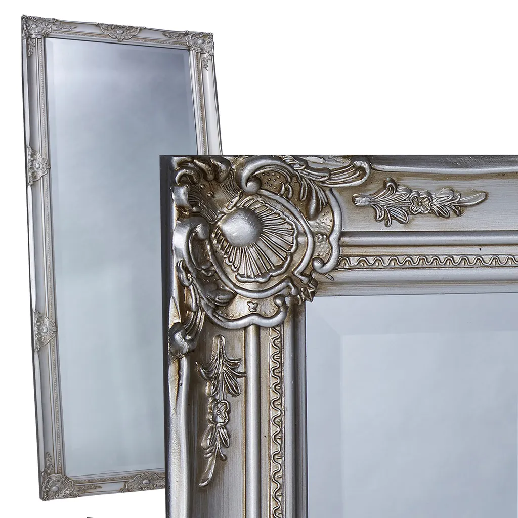 Miroir argenté style antique 180x80 cm avec finitions bords biseautés