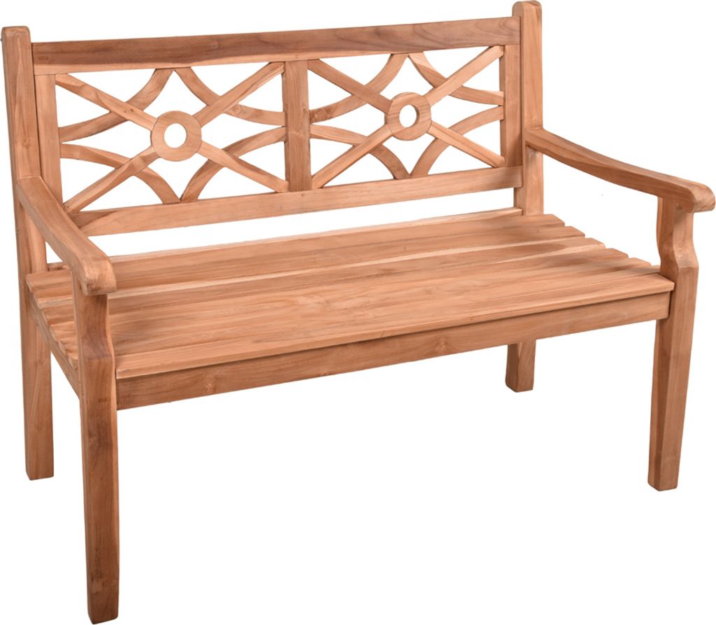 Teak-Holz 2-er Bank GAZA-120, B/H/T: ca. 120/92/64 cm