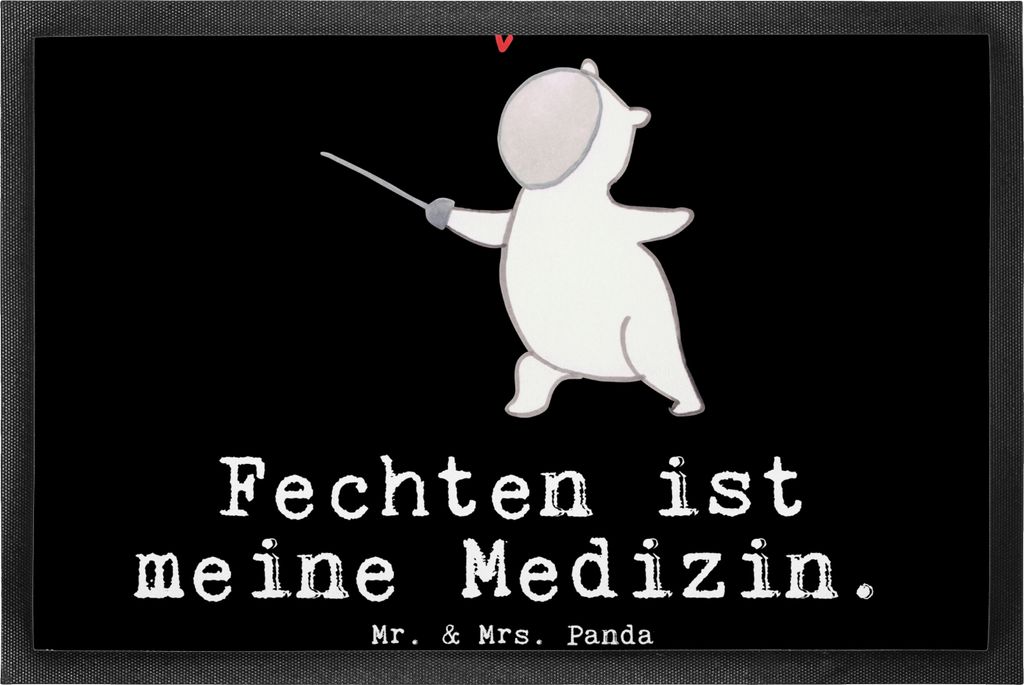 Mr. & Mrs. Panda Schmutzfangmatte Panda Fechten 50 x 75 cm - Schwarz - Geschenk, Fussmatte, flurmatte, Sauberlaufmatte, fußmatte, Fechter Bund, Fe...