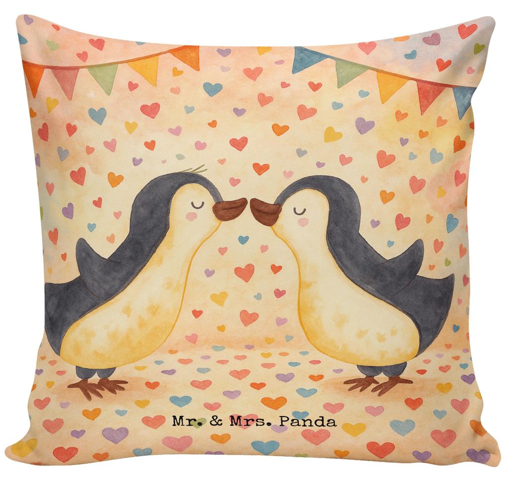 Mr. & Mrs. Panda 40x40 kissen Pinguin Liebe Design - Weiß - Geschenk, Freundin, Jahrestag, Love, bedruckt, kuschelkissen, Vertraut, Hochzeit, für...