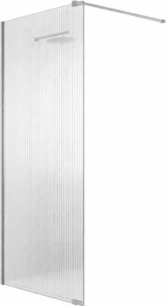 Geriffelte, begehbare Duschabtrennung - 100 x 195 cm - Chrom - LINEA