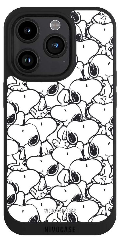 NIVOCASE Handyhülle für Apple iPhone 15 Pro Hülle NIVOpure Case Schwarz Muster Peanuts Snoopy