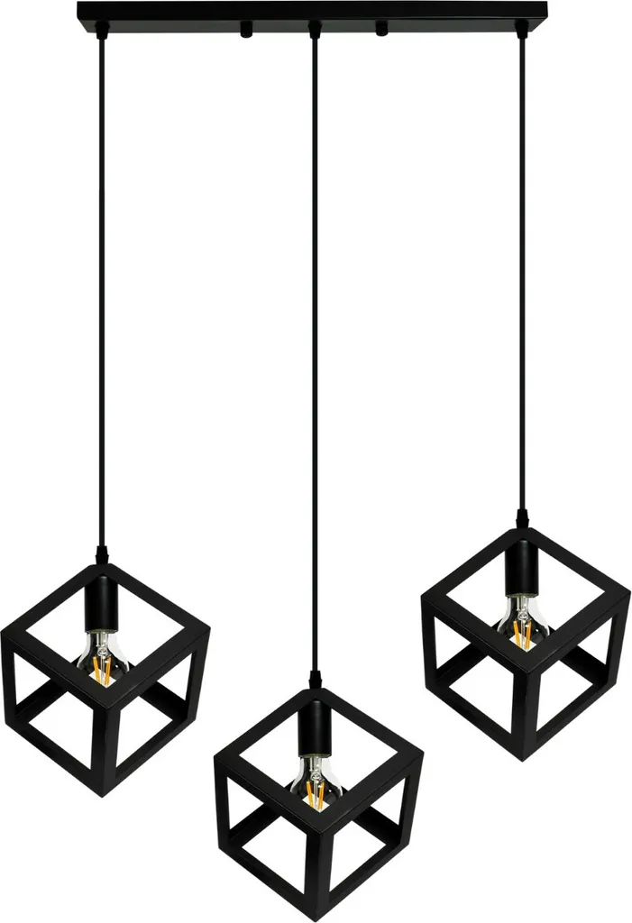 Suspension SWEDEN métal noir 3 foyers pour éclairer une grande table E27