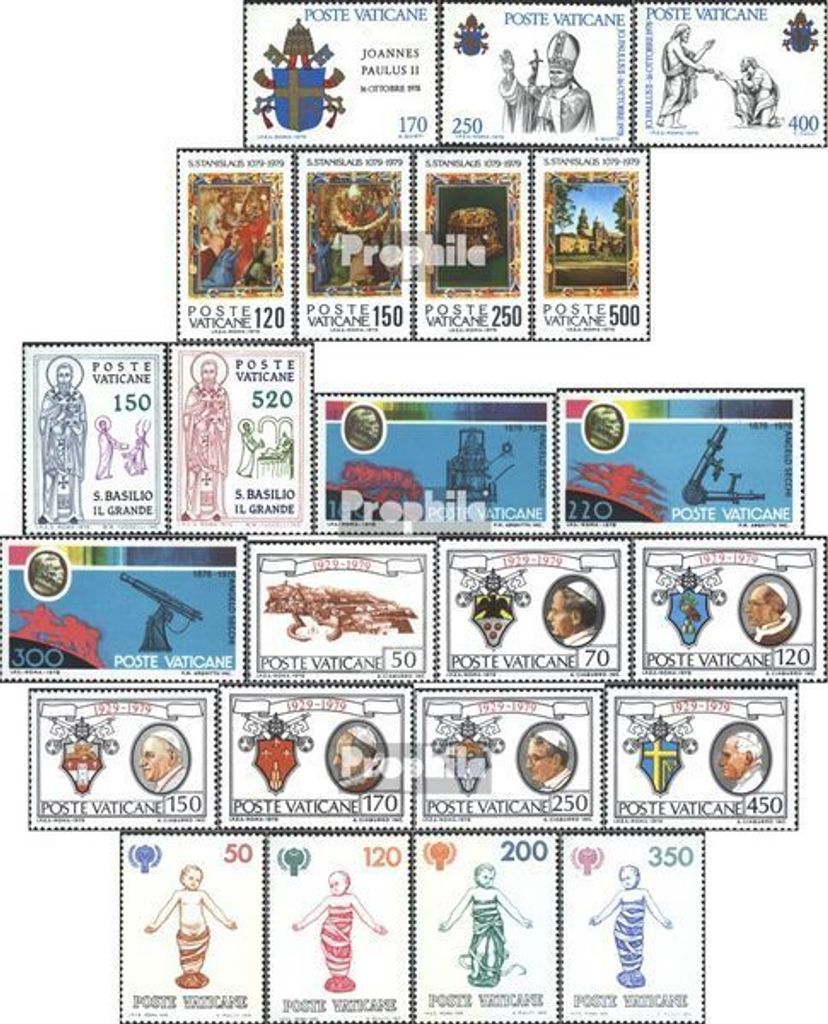 Briefmarken Vatikanstadt 1979 Mi 736-758 (kompl.Ausg.) Jahrgang 1979 komplett postfrisch Johannes Paul II.