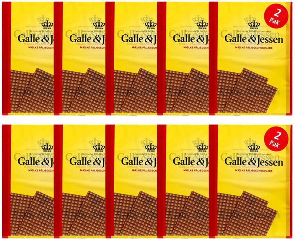10 x Galle & Jessen Mælk Pålægschokolade (Vollmilch) 2x108g