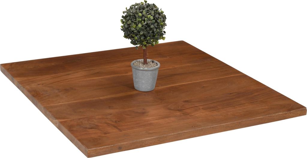 Holzplatte Brasileiro | 75 x 75 cm | Akazienholz massiv | Farbe: Nussbaum | gerade Kante | Pflegeleichte DIY Tischplatte | geeignet für Esstische/...