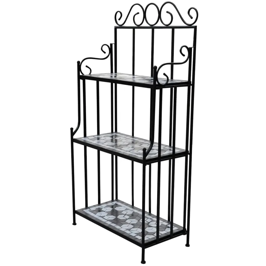 Support pour plantes Mosaïque noir et blanc - Stable pour pots lourds