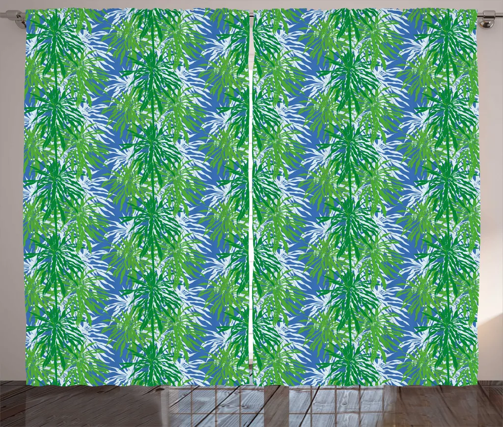 Rideau pour chambre à coucher style jungle rustique bleu 280x225 cm